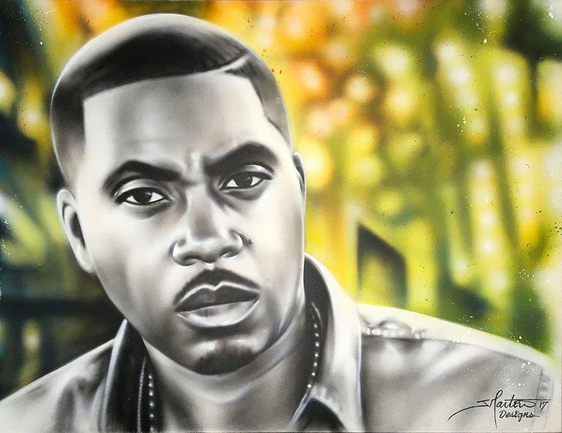 Nas — airbrush portrait by JMartin Designs